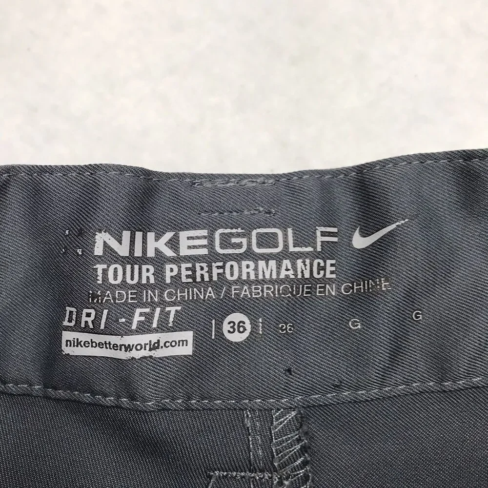 NIKE Golf Tour Performance Shorts Men 36 Gray Dri Fit Stretch Flat Front Chino